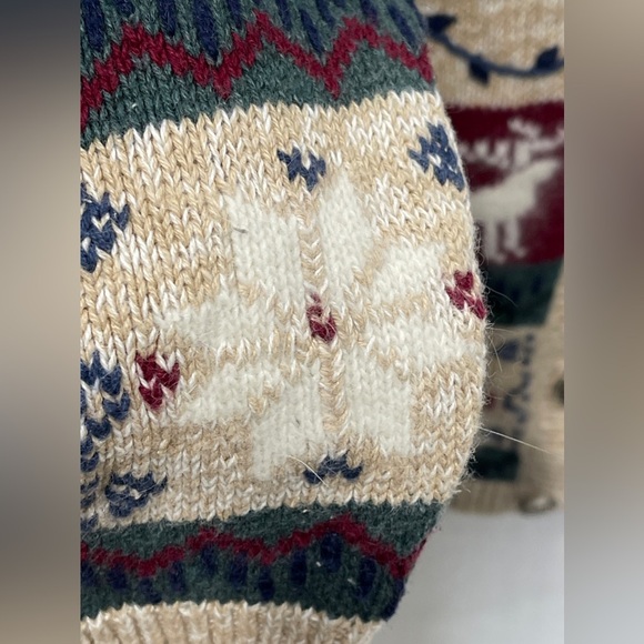 Vintage NorthCrest Thematic Holdiay Sweater Cabin Wreath Reindeer Snow Wreath - Picture 10 of 11